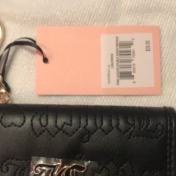 Juicy Couture Liquorice Black Pink League Double Sided Trifold Wallet NWT - Picture 5 of 16